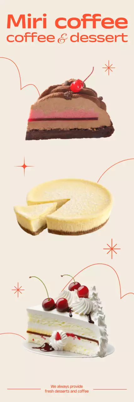 Promote cafe dessert drinks with orange accents