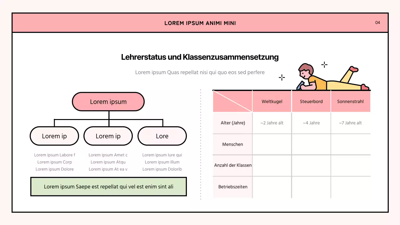 Ein einfaches rosa und lindgrünes Orientierungsschreiben für Kindertagesstätten