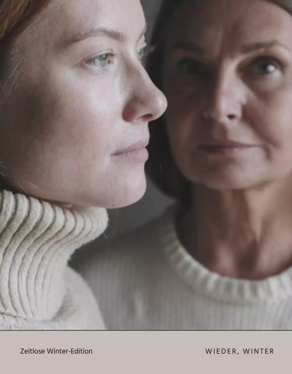 Moderne Winterstrickanzeige in Beige und Braun