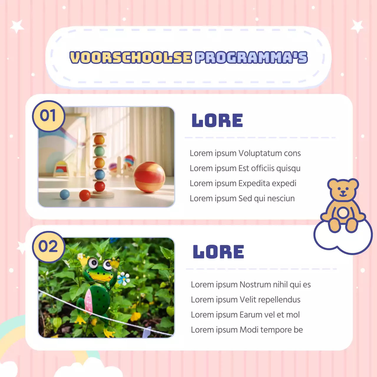 Schattige lichtblauwe en roze kleuterschool advertenties