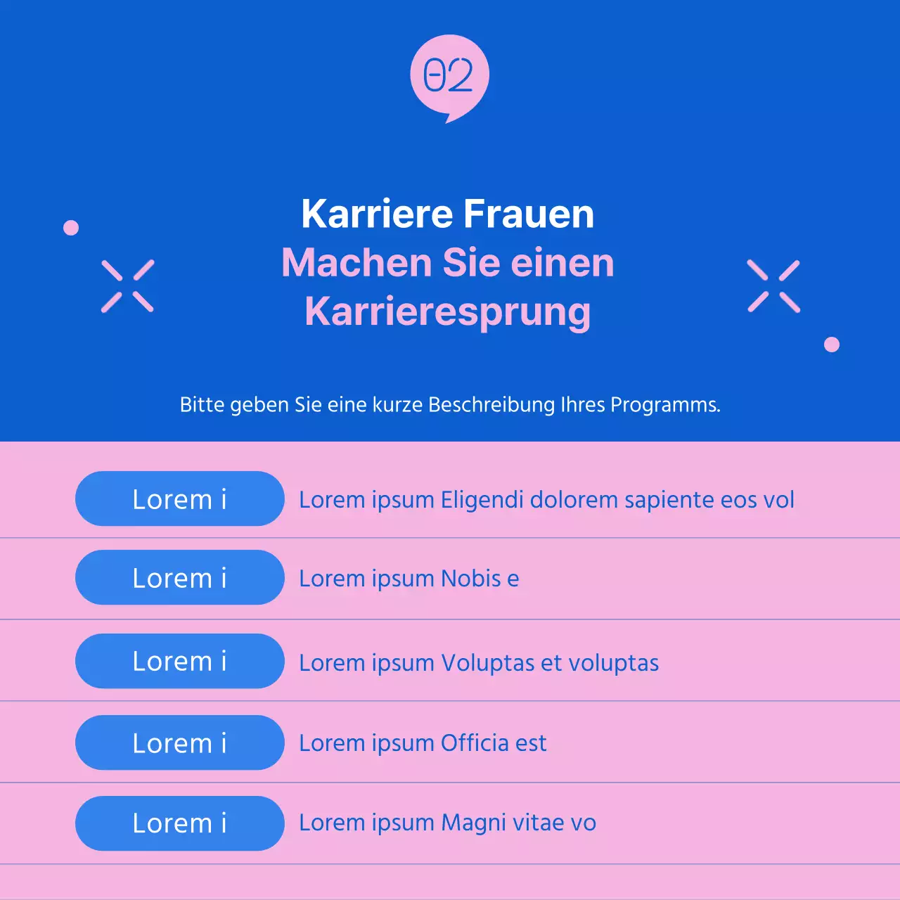Förderung des modernen blauen und rosafarbenen Programms "Women's Career Leap