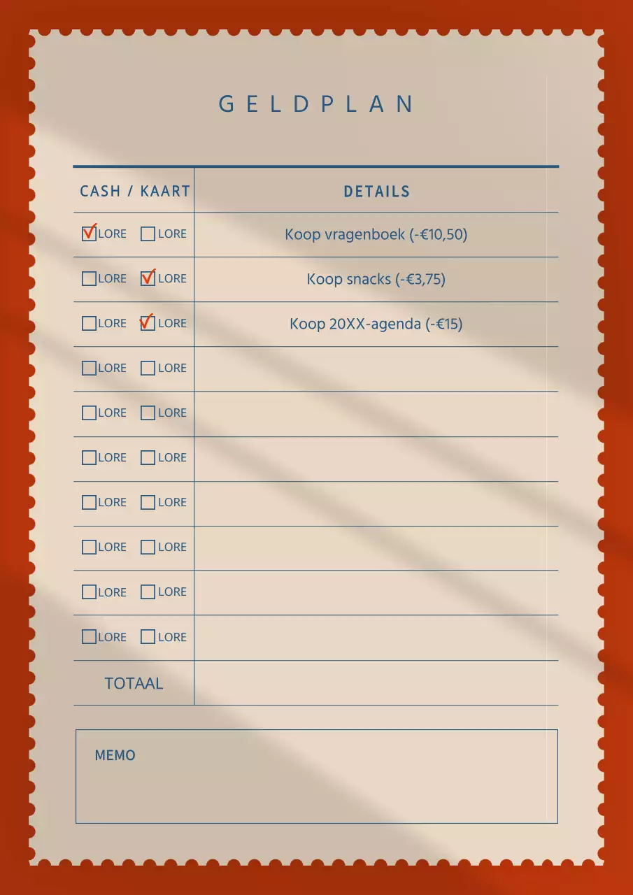 Eenvoudig rood en beige zakboekje met notitieblok