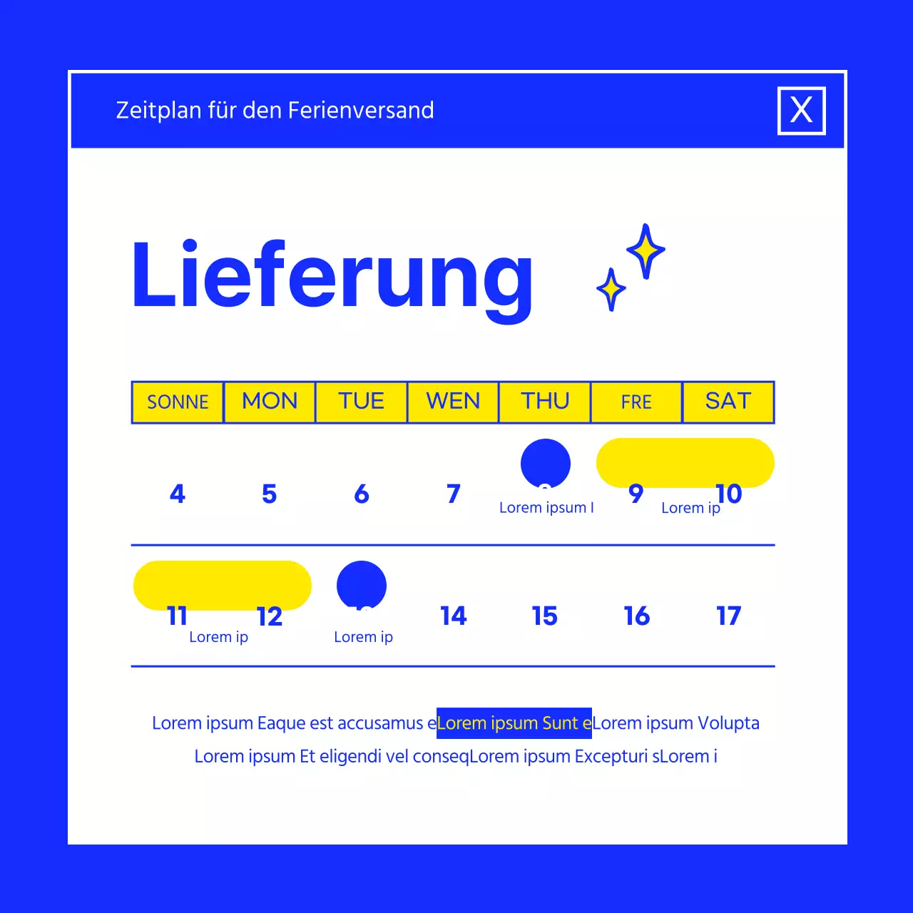 Förderung der Marke eines blauen Desserts.