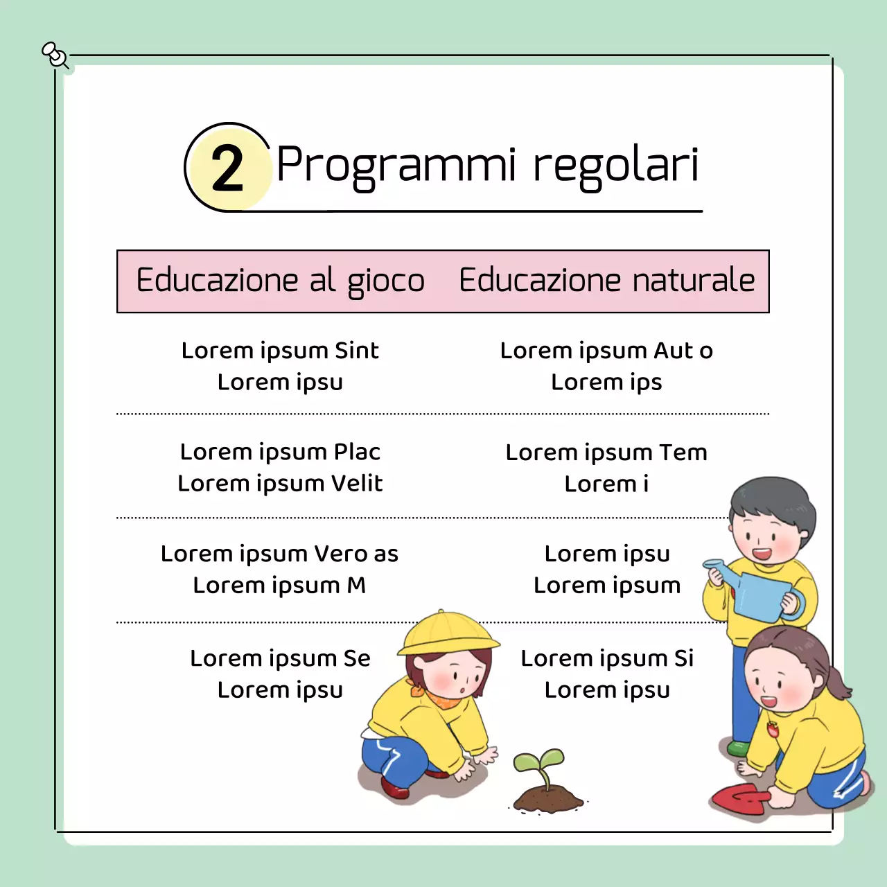 Simpatici annunci prescolari in giallo e rosa