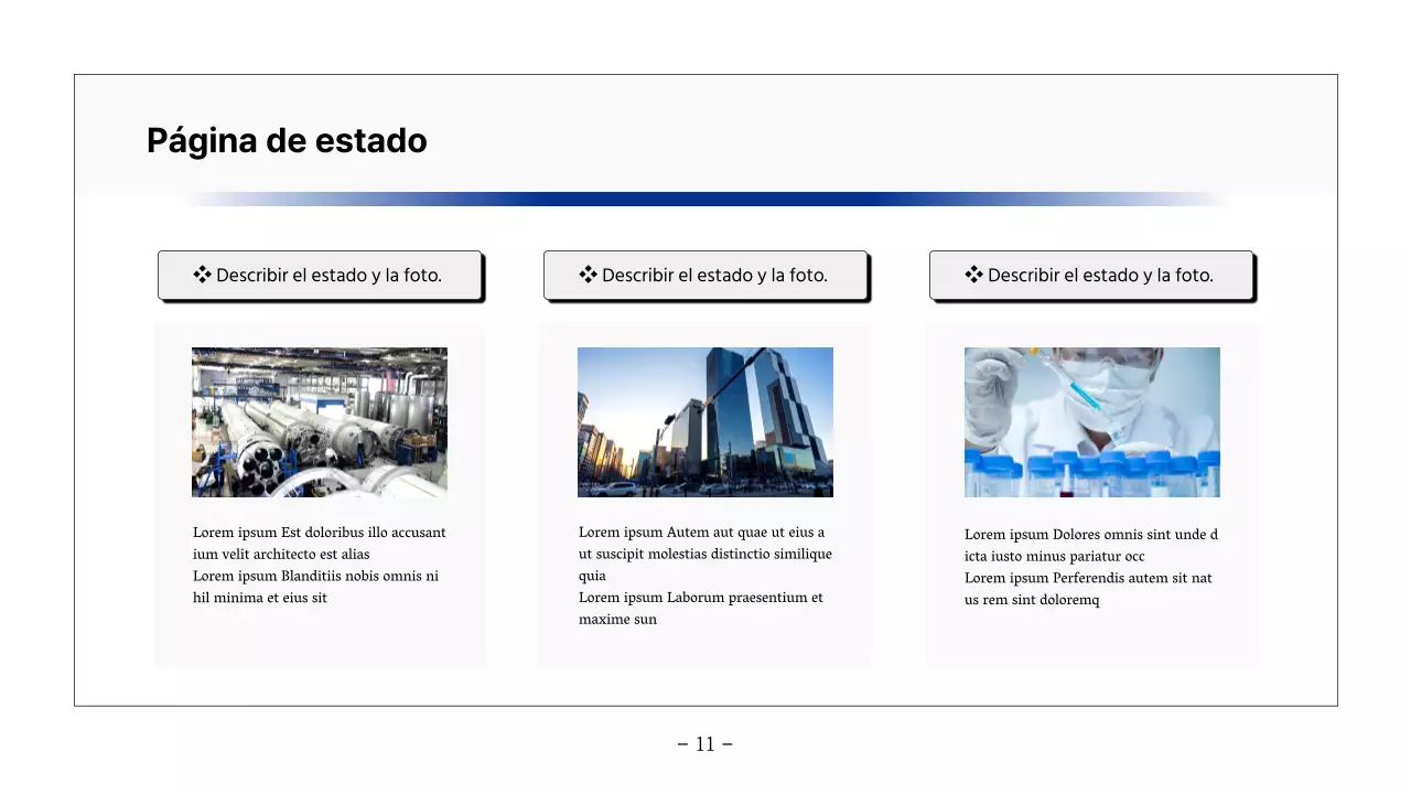 Informe básico imprimible en azul marino y gris