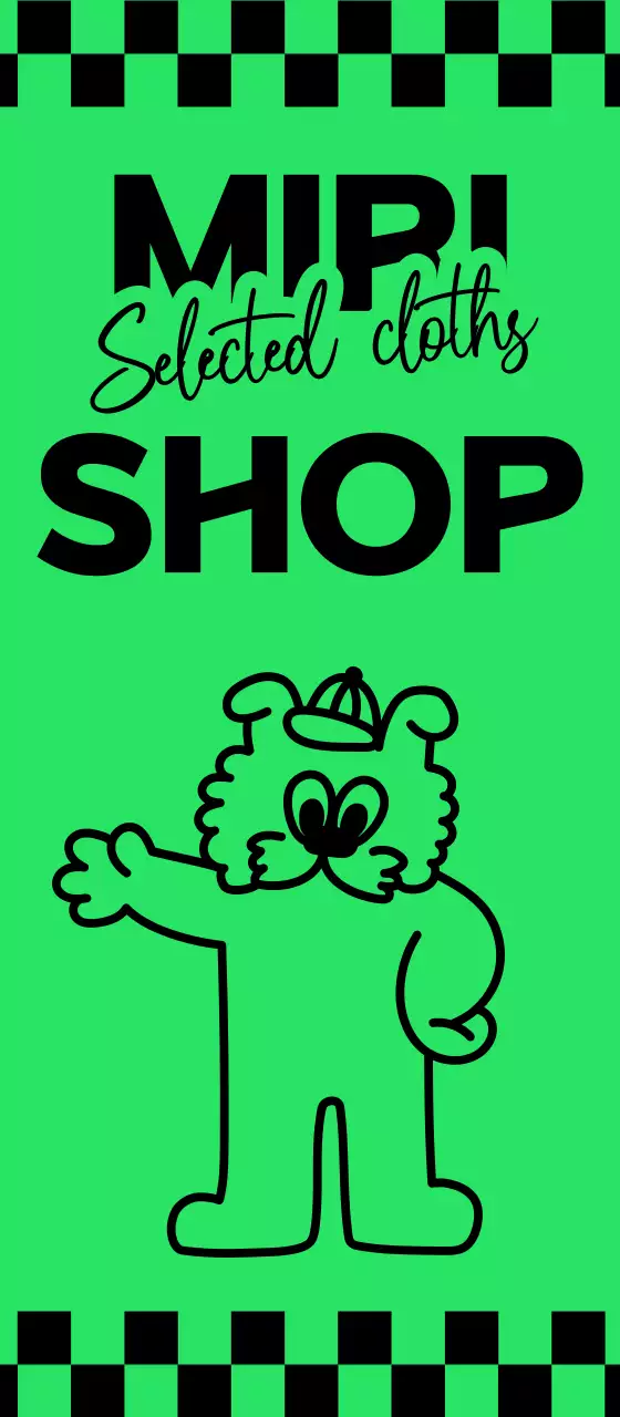 Clothing store with checkerboard and pop characters