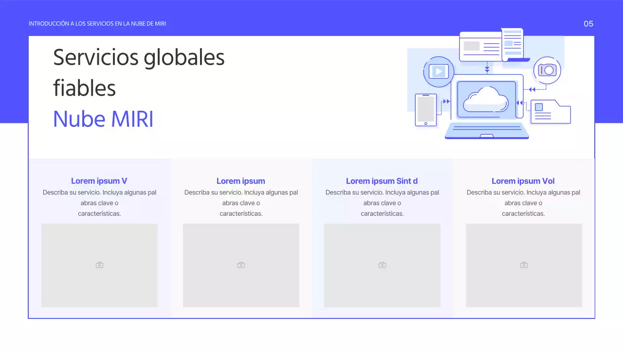 Un sencillo folleto morado de servicios a empresas