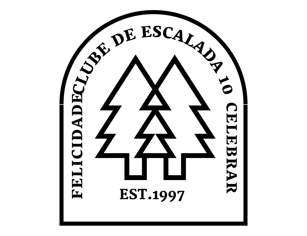 Clube de campismo com um logótipo em arco com uma ilustração de uma árvore