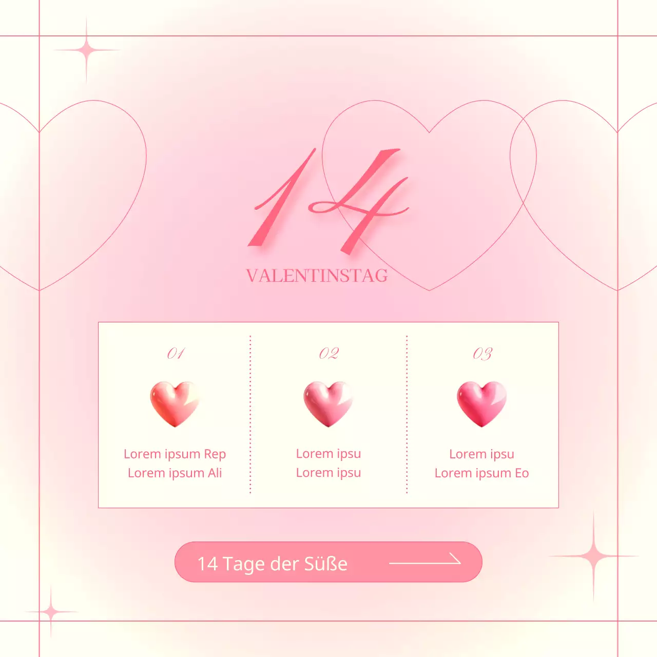 Bewerben Sie eine trendige Veranstaltung zum Valentinstag mit einem elfenbeinfarbenen und rosa Hintergrund