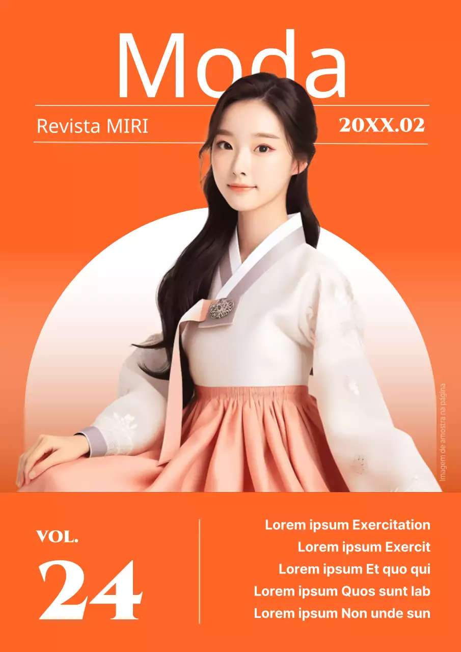 Uma capa de revista de moda luxuosa em cor de laranja