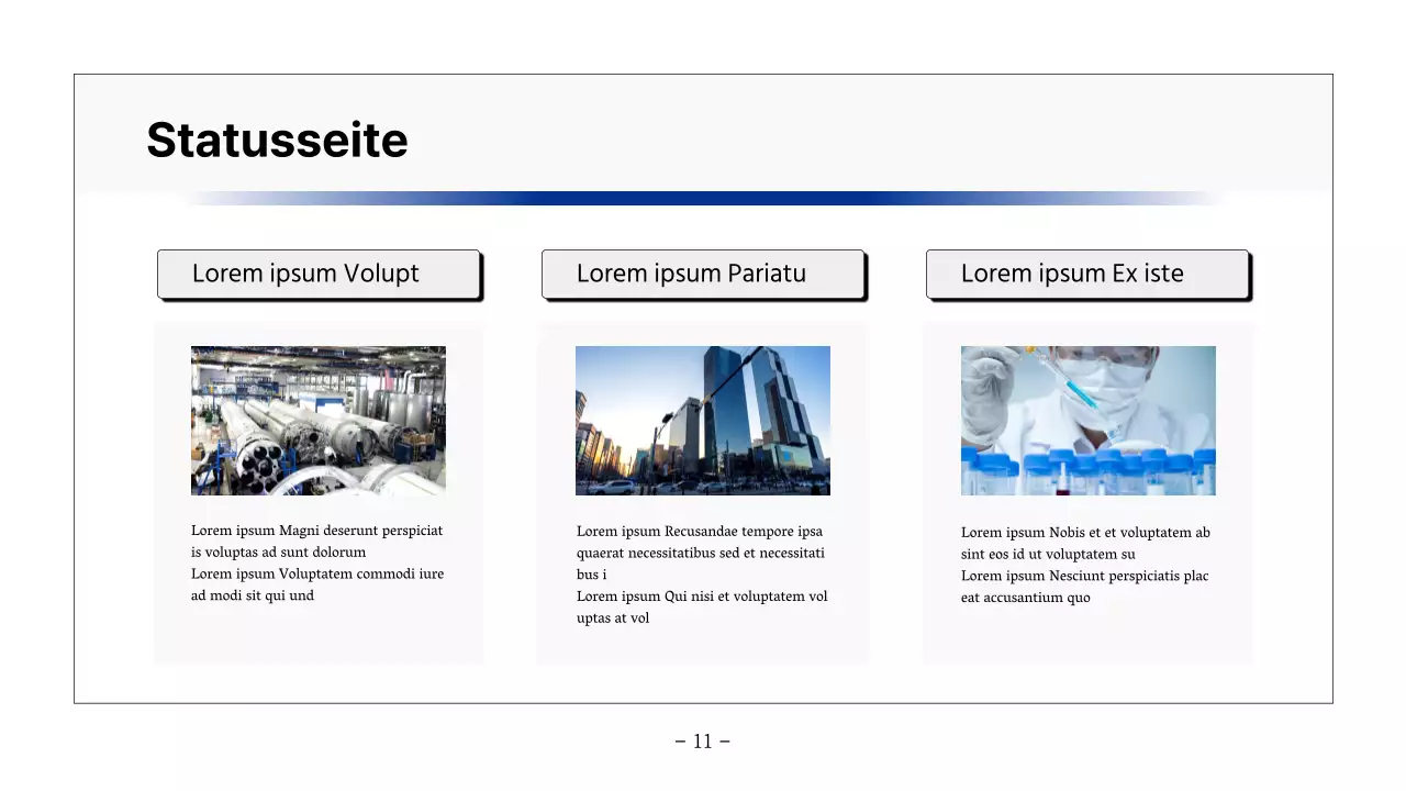 Basisbericht zum Ausdrucken in Marineblau und Grau