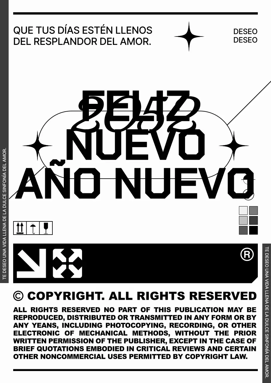 Modernas tarjetas de felicitación de Año Nuevo en blanco y negro