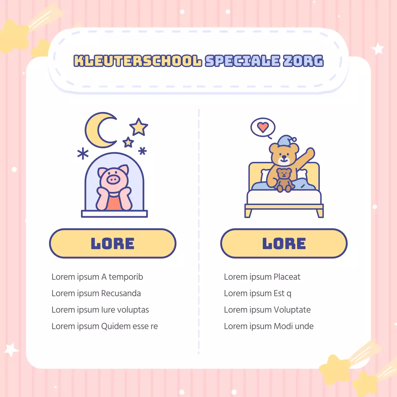 Schattige lichtblauwe en roze kleuterschool advertenties