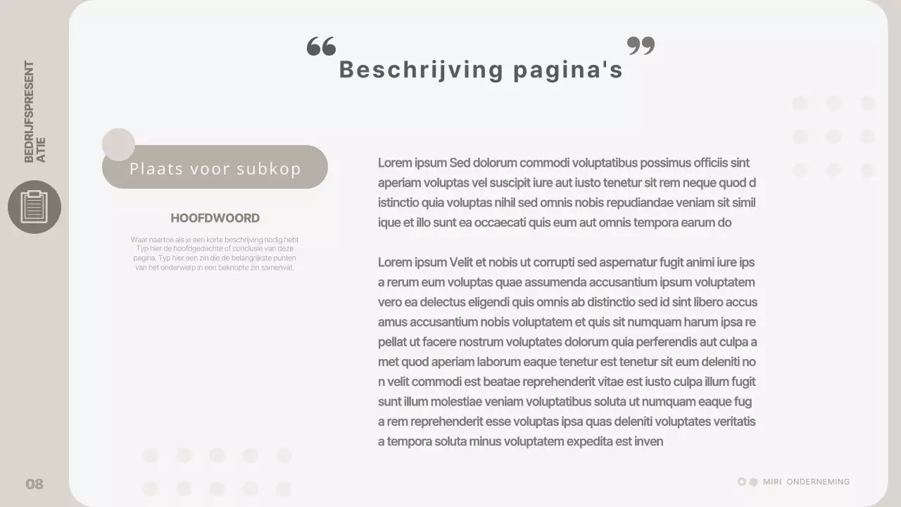 Een eenvoudige, beige bedrijfspresentatie