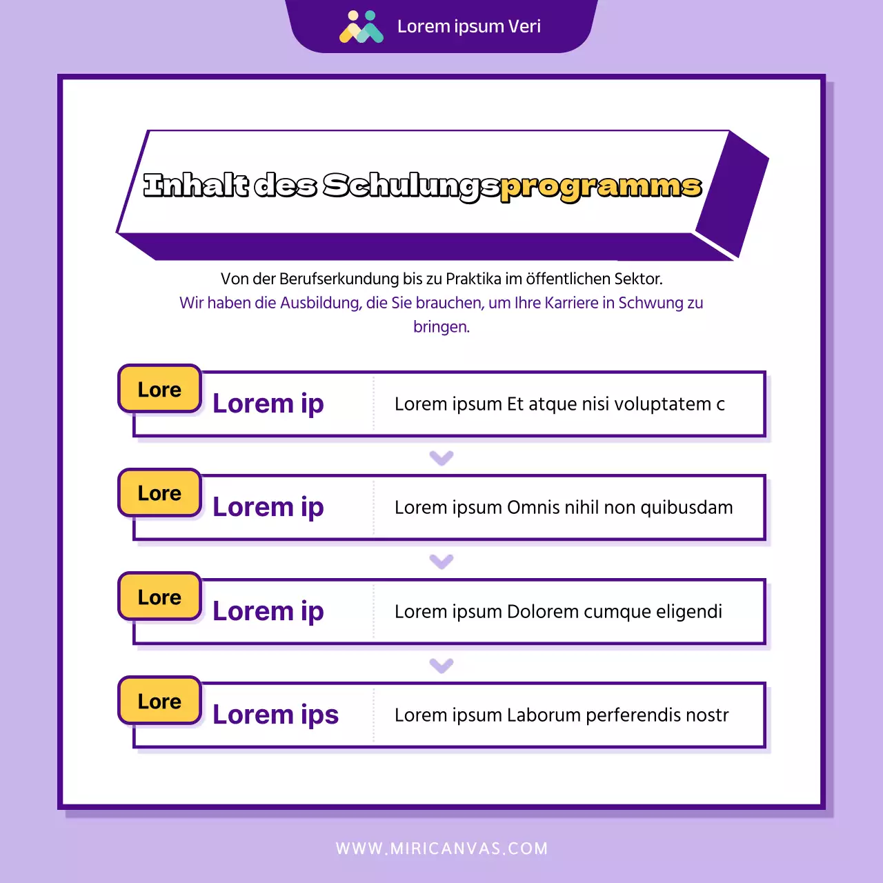 Modernes violettes und gelbes Programm zur Unterstützung der Beschäftigung von Frauen im öffentlichen Sektor Einstellungsförderung