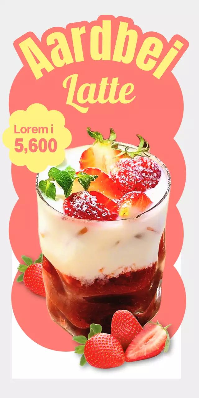 Een drankje met roze aardbeien promoten