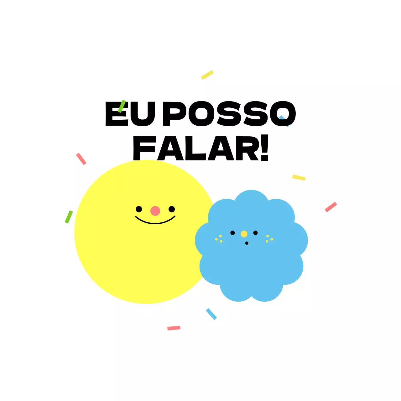 Conceito promocional amarelo e azul para uma escola de inglês