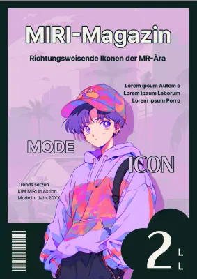 Kitschiges Modemagazin Cover mit lila Hintergrund