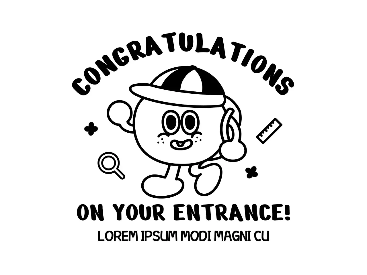 Elementary school back-to-school merchandise with cute drawing illustrations