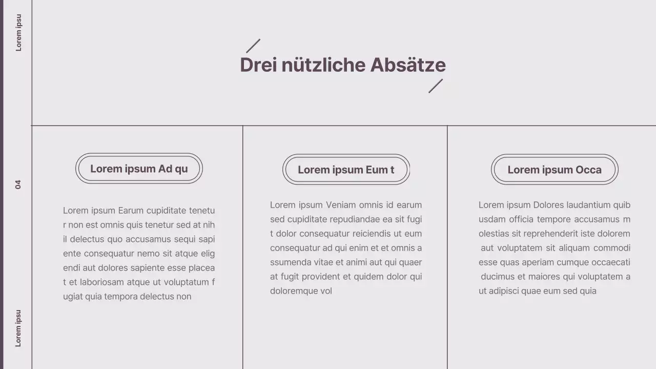 Erläuterung des minimalistischen Layouts in Lila