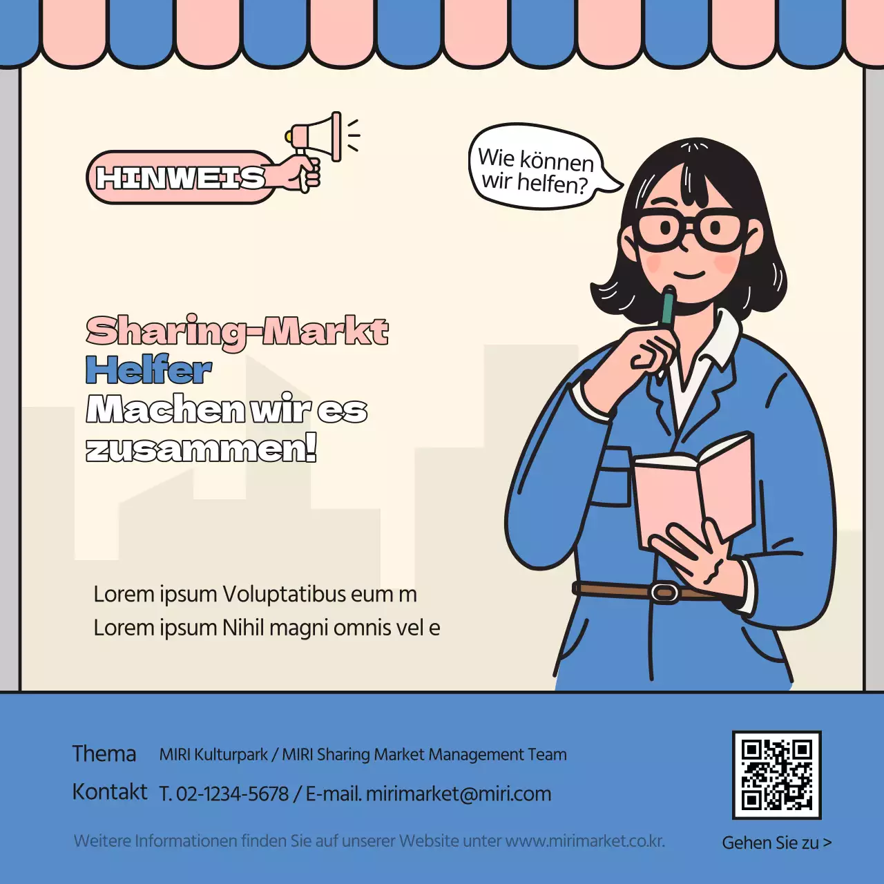 Ankündigung des blauen und rosa Basars