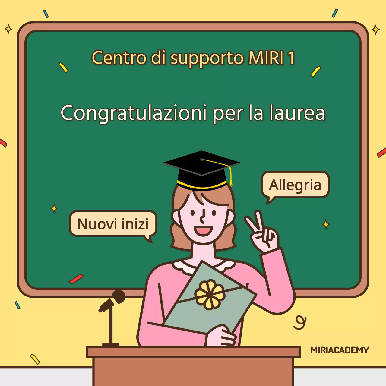 Un bel post di laurea giallo e verde