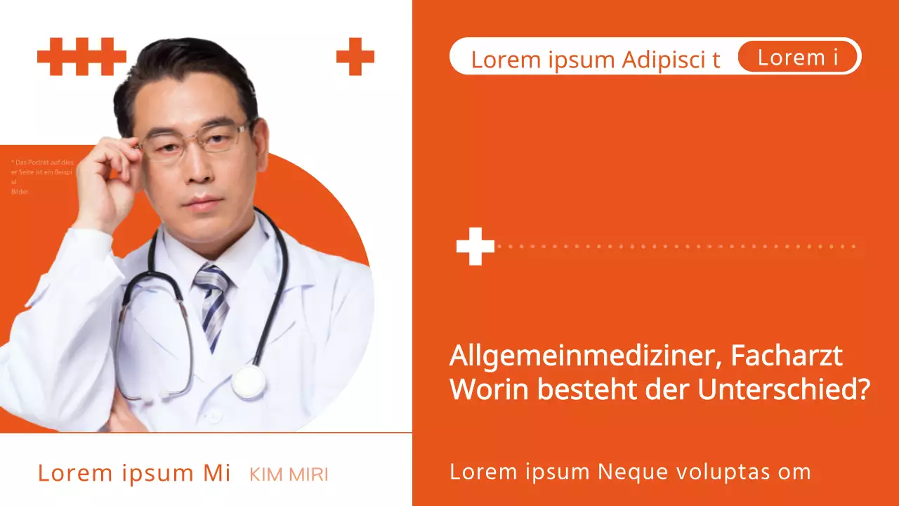 Einfache orange-weiße Informationen zum Arztgespräch