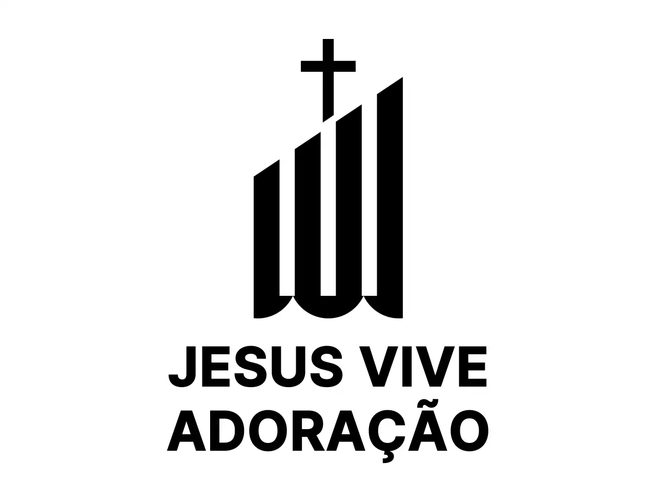 Logótipo de tipografia religiosa com ilustração simples de um edifício