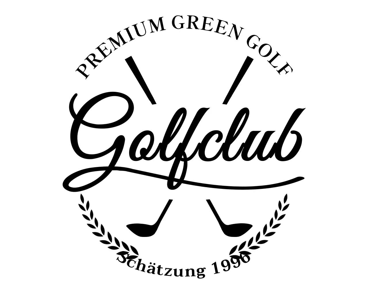 Luxus-Konzept Golfclub mit Golfschläger Illustration und Handschrift