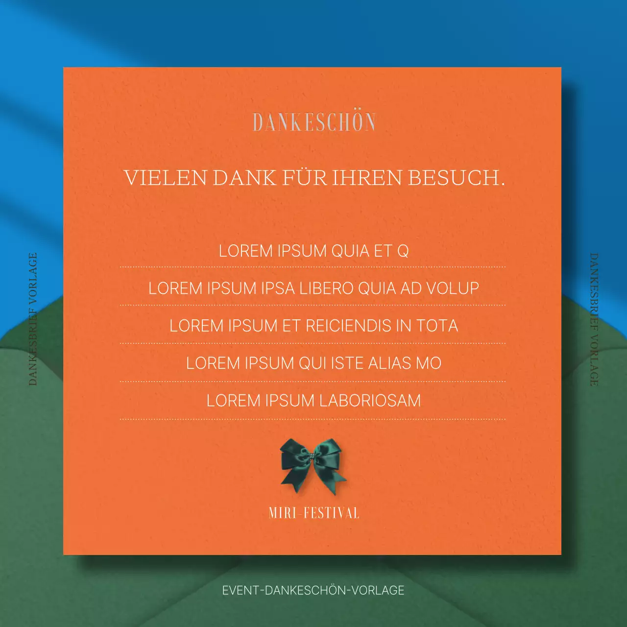 Modernes Dankesbriefpapier in Blau und Gelb