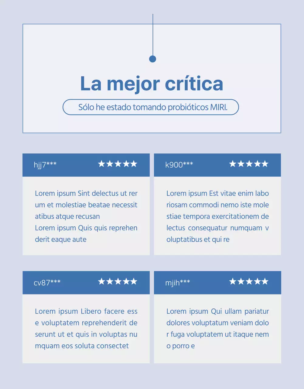 Resumen del producto lactobacilos simples en azul marino y azul claro