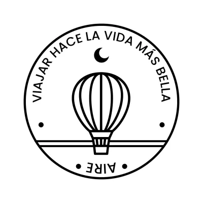 Logotipo de globo aerostático con luna