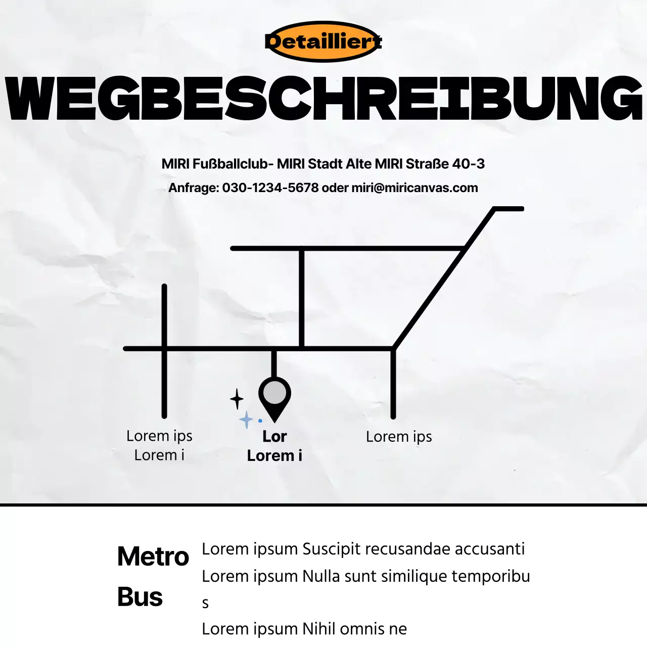 Minimalistische Werbeanzeige eines Fußballvereins in Schwarz und Orange