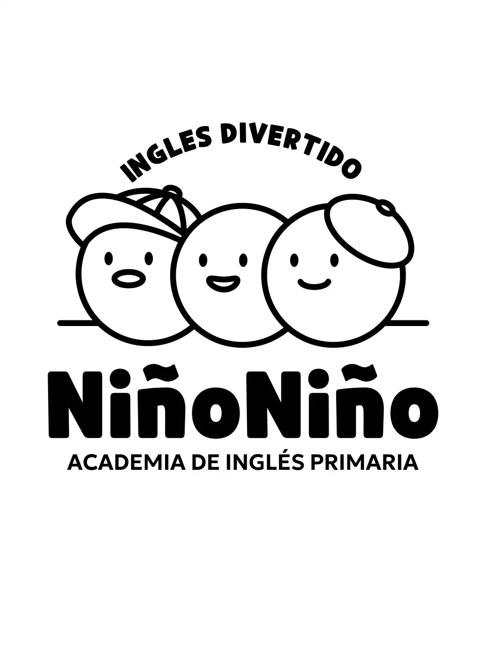 Diseño de escuela de inglés con simpática ilustración circular
