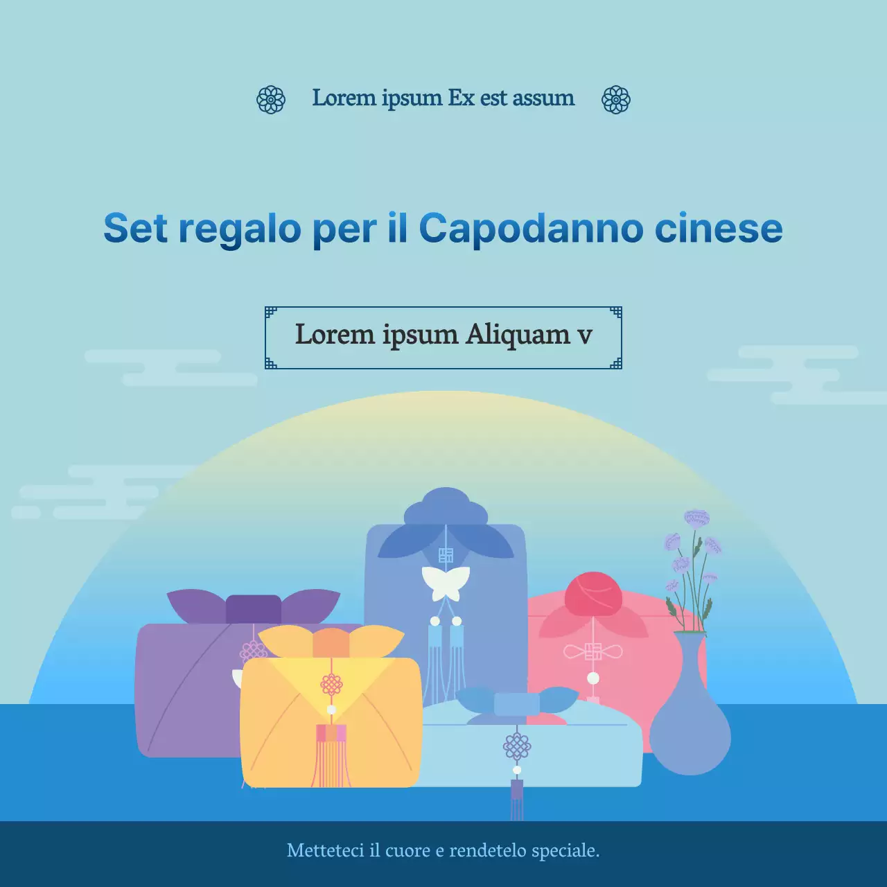 Promuovere la tradizionale mostra di regali per il Capodanno lunare in blu e blu navy