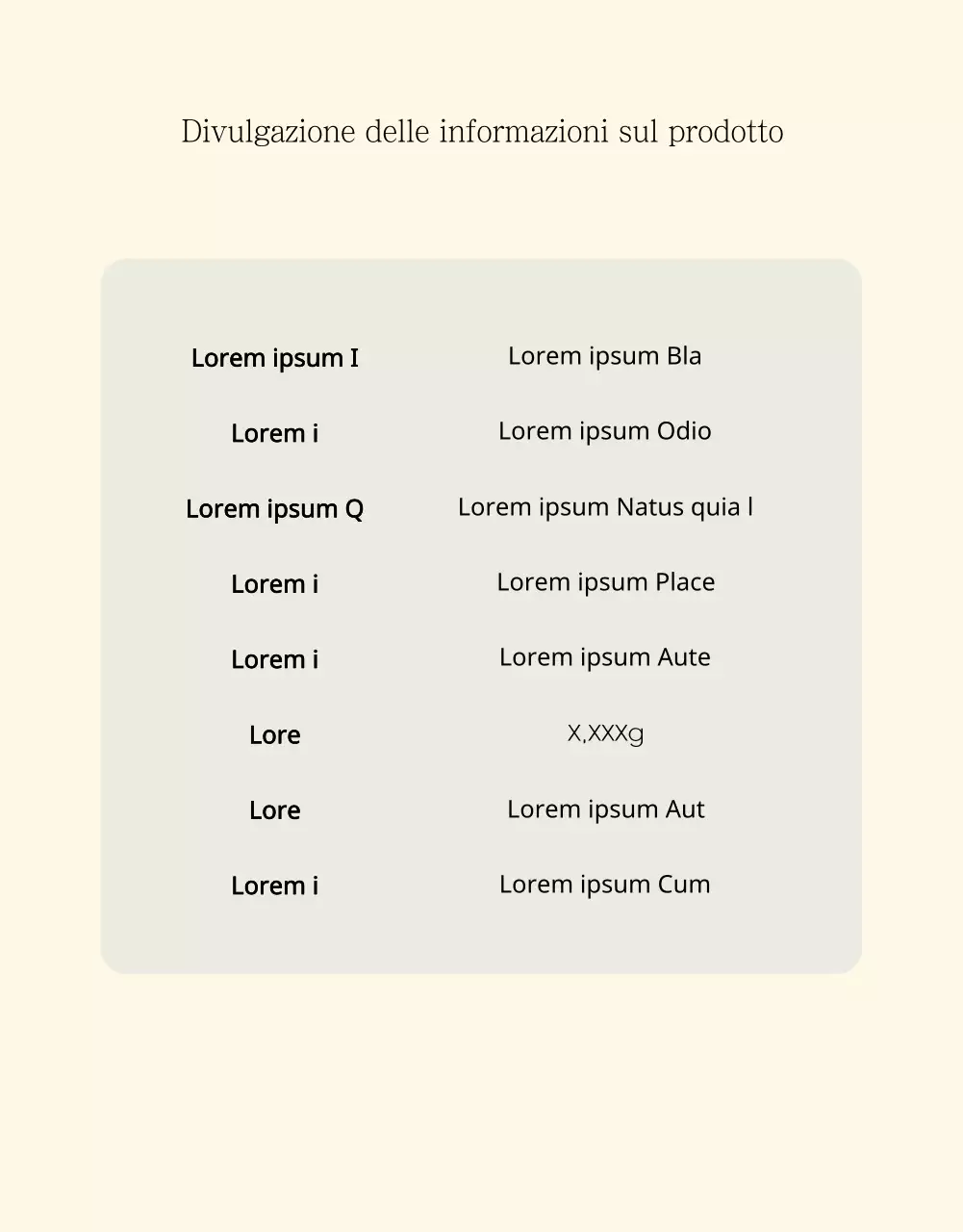 Annuncio della vendita di una semplice torta beige e avorio