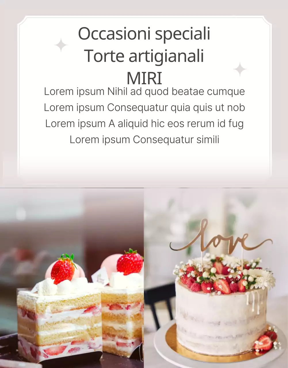 Promuovere una torta da forno classica in beige