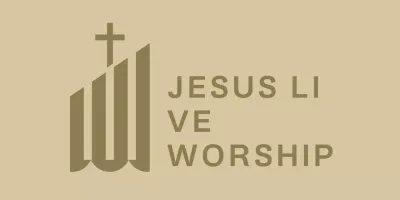 Religious typography logo with simple building illustration