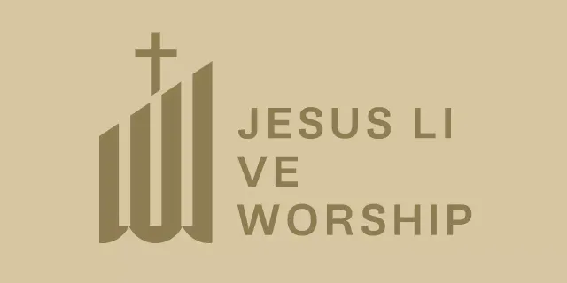 Logo lỗi đánh máy tôn giáo với hình minh họa tòa nhà đơn giản