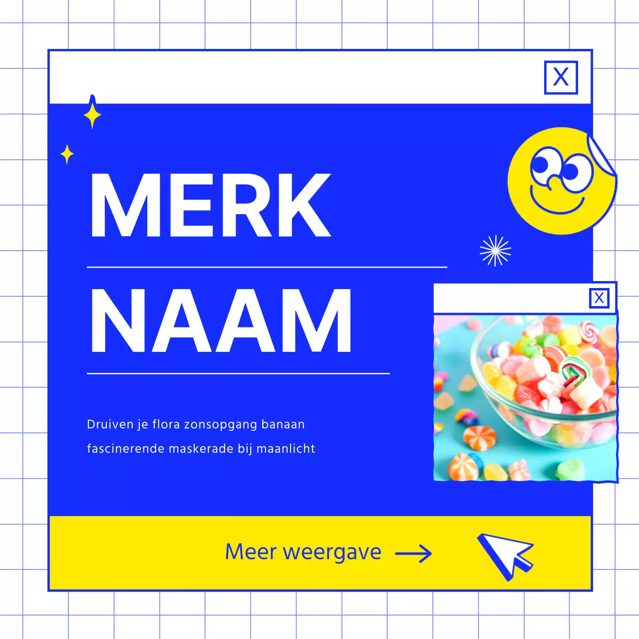 Het merk van een blauw dessert promoten.