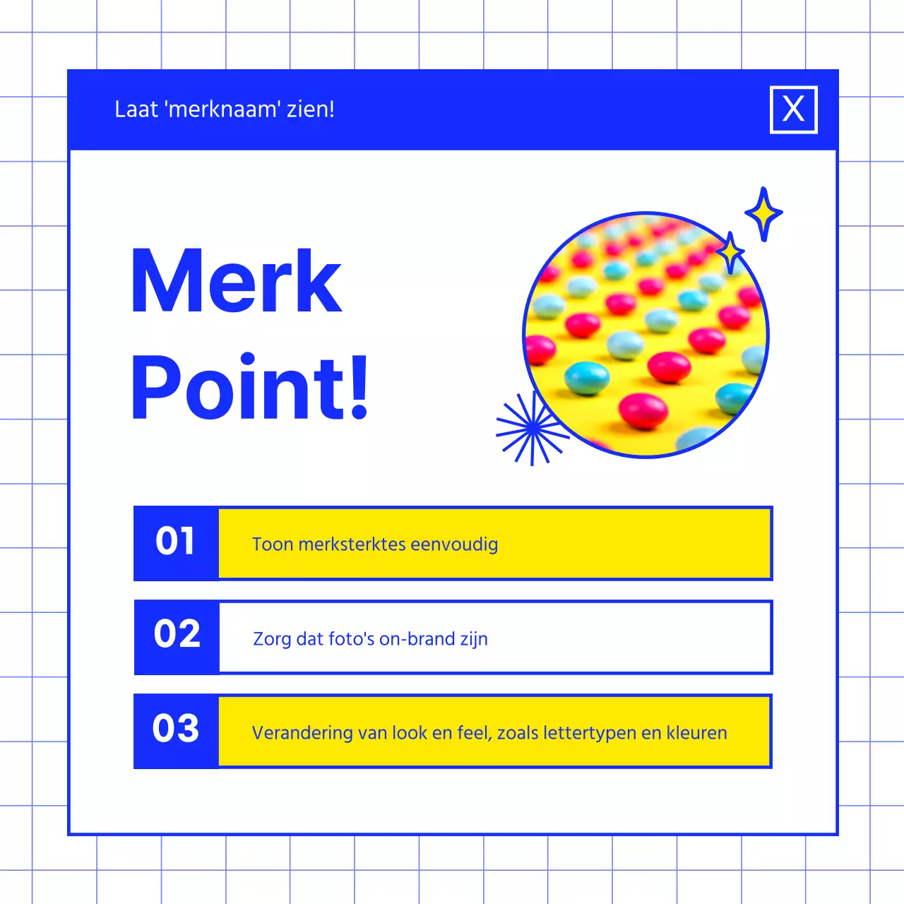 Het merk van een blauw dessert promoten.