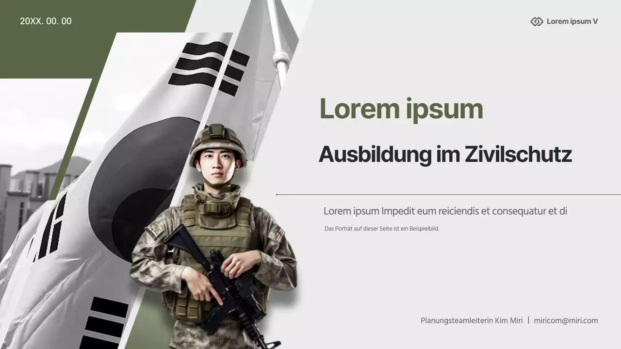 Modernes Zivilschutz-Ausbildungsmaterial in gelb und khaki