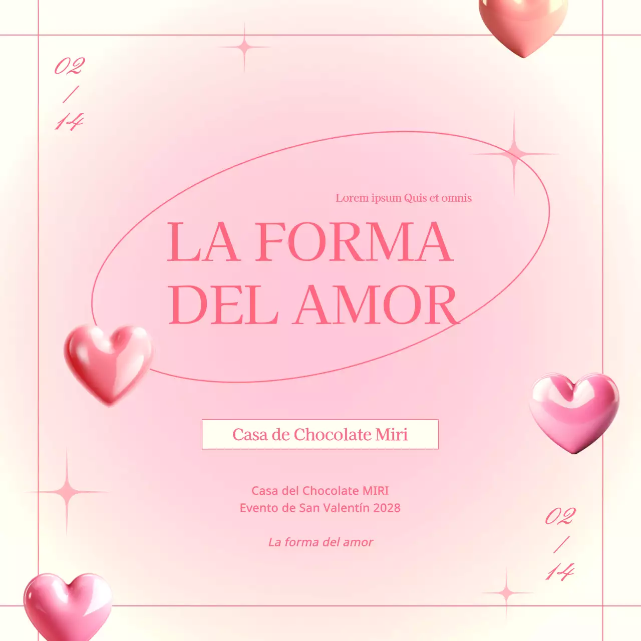 Promocione un evento de moda para San Valentín con un fondo marfil y rosa
