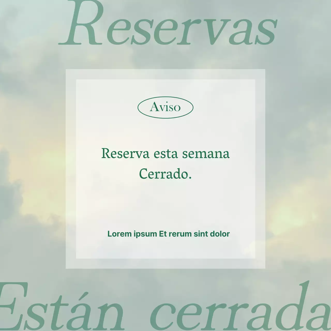 Un anuncio de cierre de reservas minimalista en verde lima
