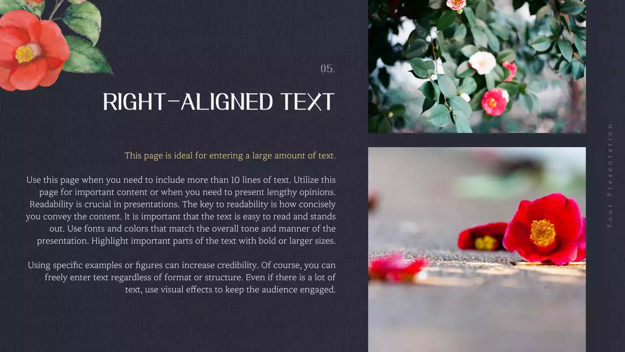 빨간색 우아한 꽃 프레젠테이션