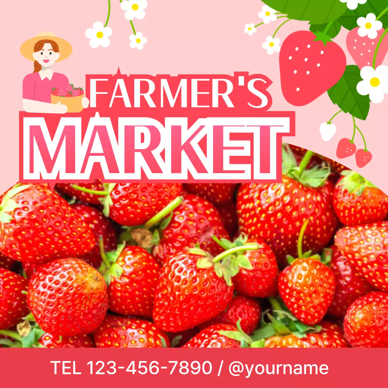 Promote the sale of pretty red and pink strawberries