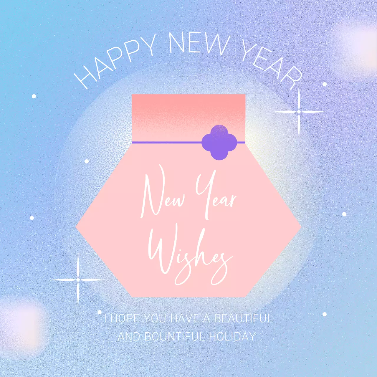 Pastel Elegant New Year Greetings Card Social Media Post