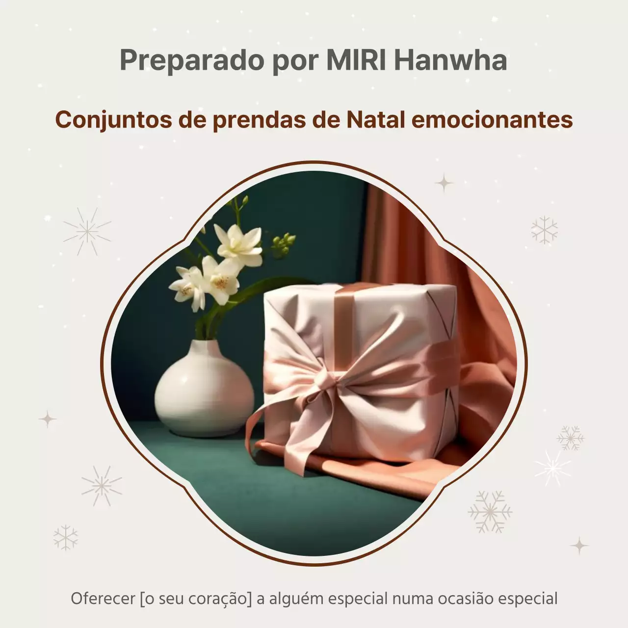 Anúncio de um conjunto simples de presentes de Natal hanwa em bege e castanho