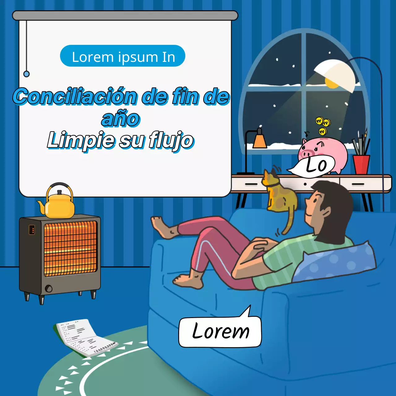 Contabilidad azul marino y blanca en pocas palabras