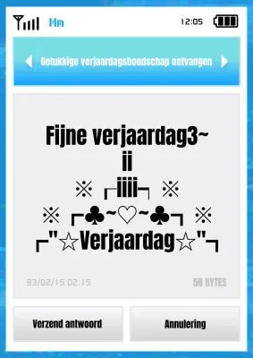 Gelukkige verjaardagsteksten in een parodie van lichtblauwe en grijze tweets